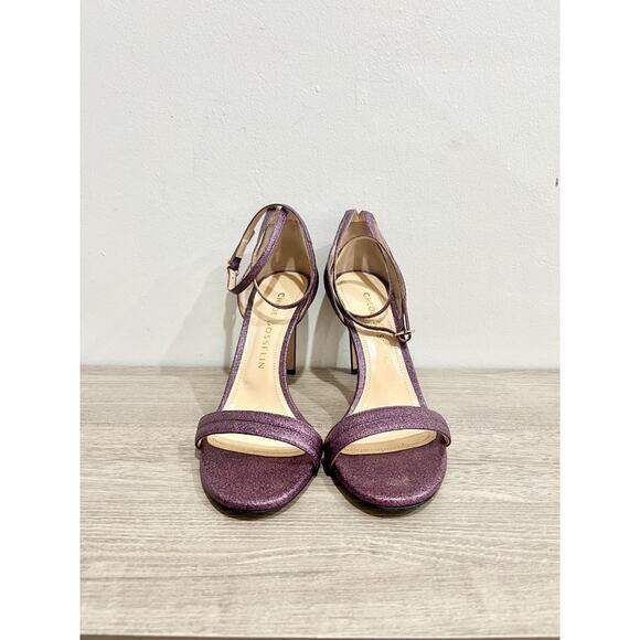 Chloe Gosselin Metallic Ankle Strap Stilettos Sandals Purple Women's Size EU 39 - Picture 2 of 6